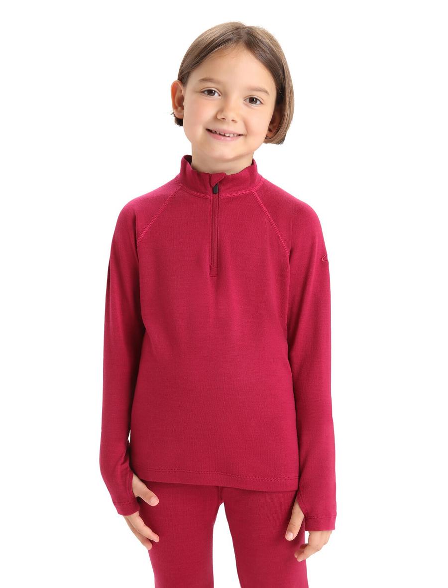 Long Sleeve Icebreaker Merino 260 Tech Half Zip Thermal Top Enfant Rose | FR 1939SGLO